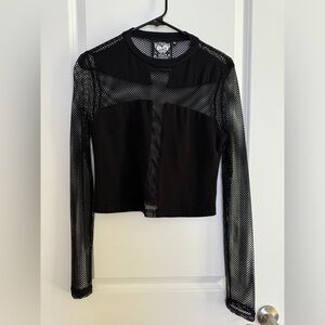 Black Mesh Long Sleeve Top Killstar XL